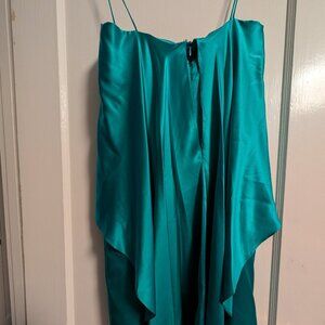 Foley and corinna wrap dress bold satin turquoise